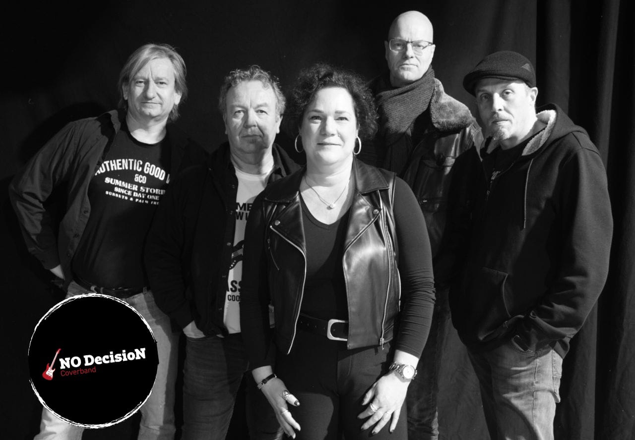 Bandfoto zwart wit met logo